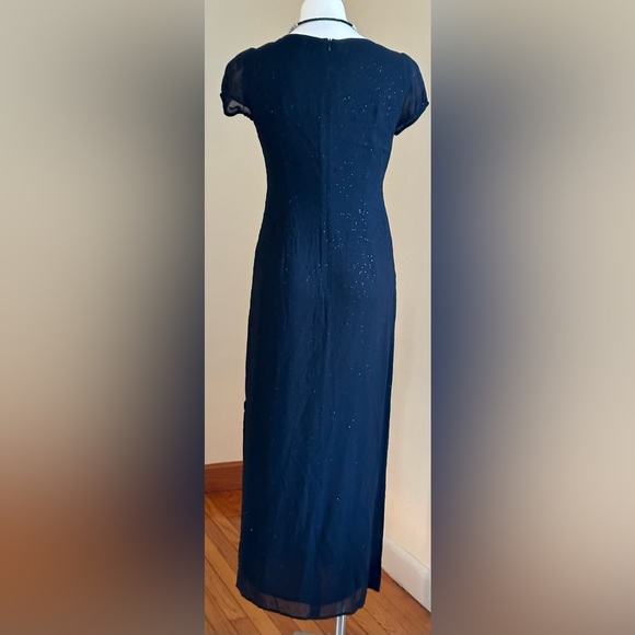 Tessuto Black Maxi Cap Sheer Sleeves Dress Slit 18 inc On Side Sz 6 Zip … - Picture 7 of 13